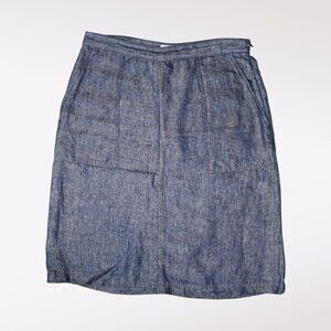 Steven Alan Chambray Linen Mini Skirt Blue Made In USA Size 6